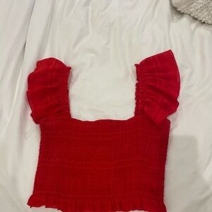 Red Ruffled Women's Top